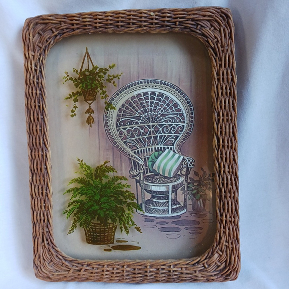 Vintage 70s Rattan Wicker Peacock Chair Picture 13" - Picture 1 of 3